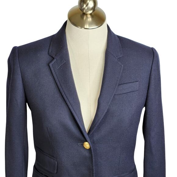 J. Crew Schoolboy Blazer Womens Size 4 Navy Blue Gold Buttons‎ Wool Blend Lined - Picture 4 of 12